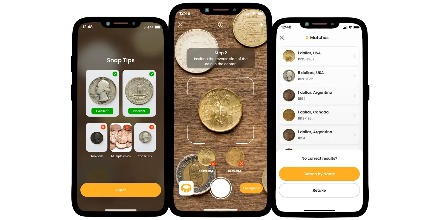 A screenshot from the Coin ID Scanner application.